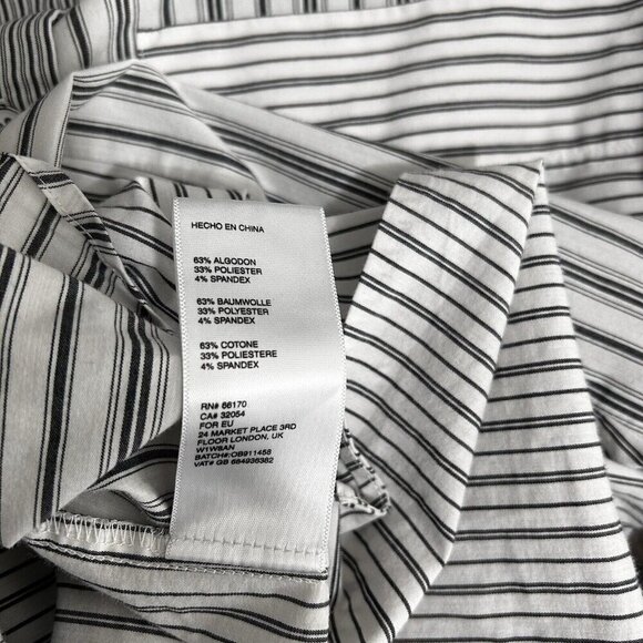 URBAN OUTFITTERS Button Up Mixed Print Striped Tunic Blouse Dress White/Black M - Picture 9 of 10